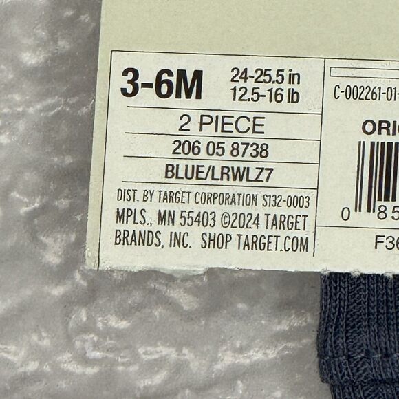 Cloud Island Baby Boy Blue 2pc Wide Ribbed Soft Top & Bottom Set Size 3-6M NEW! - Picture 8 of 9